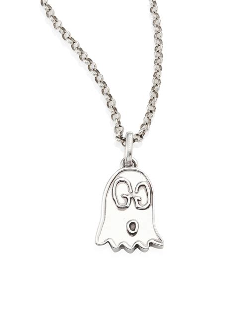 gucci silver ghost pendant|Gucci ghost pendant necklace in silver.